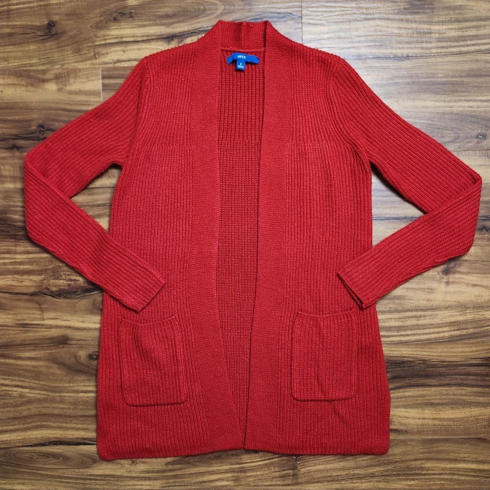 APT. 9 Red Knit Glitter Cardigan Size Small